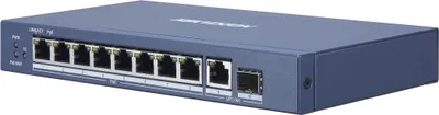 Коммутатор Hikvision DS-3E0510P-E/M, 8×PoE, 1×GbE, 1×SFP, 58W, неуправляемый