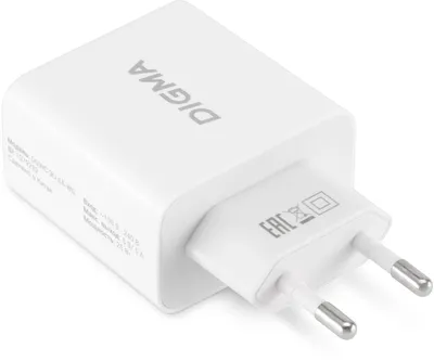 Зарядное устройство Digma DGWC-3U-5A-WG, 30W, 3xUSB, PD+QC, белый