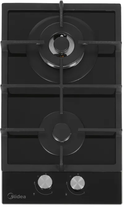 Газовая варочная поверхность Midea MG3260TGB, 2 конфорки, 5000 Вт, чугун, чёрный