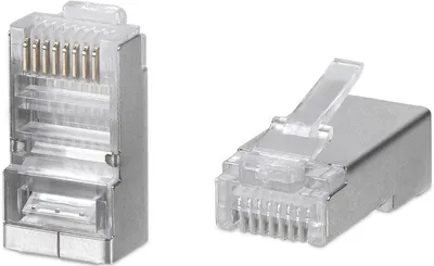 Коннектор Cabeus 8P8C-SH-FC Коннектор RJ-45 быстрой установки под витую пару, категория 5e, экранированный, универсальный (для одножильного и многожильного кабеля) для проводников с толщиной по изоляции до 1,05