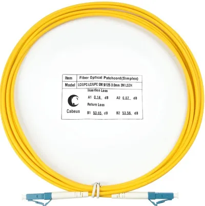 Шнур оптический Cabeus FOP(s)-9-LC-LC-3m, simplex LC-LC, OS2 9/125, LSZH, 3 м
