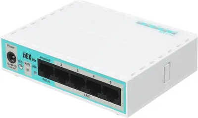 RB750r2 - Маршрутизатор, MikroTik, RB750r2, hEX lite, 5 портов 10/100M, Passive PoE in, RouterOS (4), -40°C to 70°C, plastic case