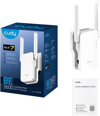 Повторитель CUDY RE3600, Wi-Fi 7 BE3600, 2,4/5 ГГц, 1×1GbE