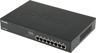 Коммутатор D-Link DGS-1008MP/B1A, 8×1GbE, PoE 802.3af/at, 1U