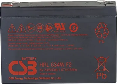 Батарея для ИБП CSB HRL634W, 6 В, 9 А·ч, клеммы F2