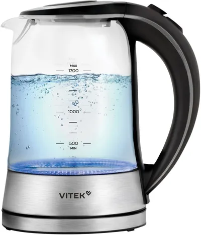 Чайник электрический Vitek VT-WK1009, 1.7 л, 2200 Вт, стекло