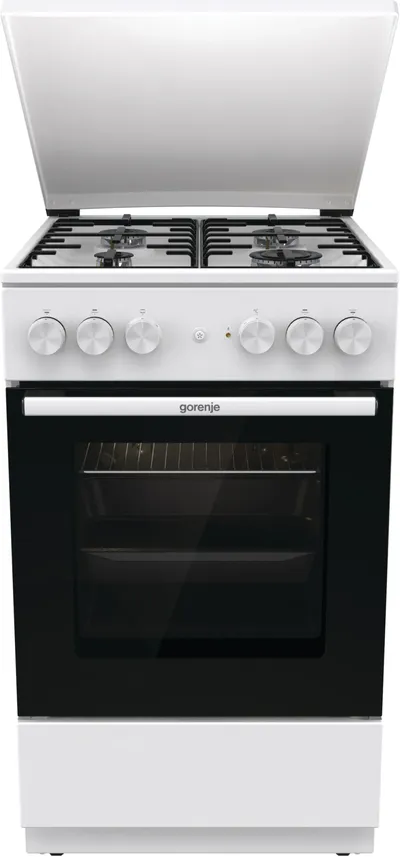 Плита комбинированная Gorenje GK5A22WH, белый, 4 газ. конфорки, эл. духовка 68 л