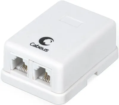 Розетка Cabeus WS-6P4C-TEL-2, 2×RJ12, кат.3, внешняя, белая