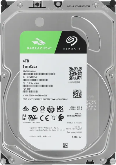 Жесткий диск Seagate Barracuda ST4000DM004, 4 ТБ, 3.5", SATA III, 5400 об/мин