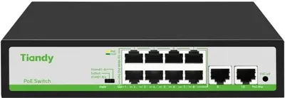 Коммутатор Tiandy TC-P3S010 F/0820/AT/90/V2.0, 10×100Мбит/с, 8×PoE 90W