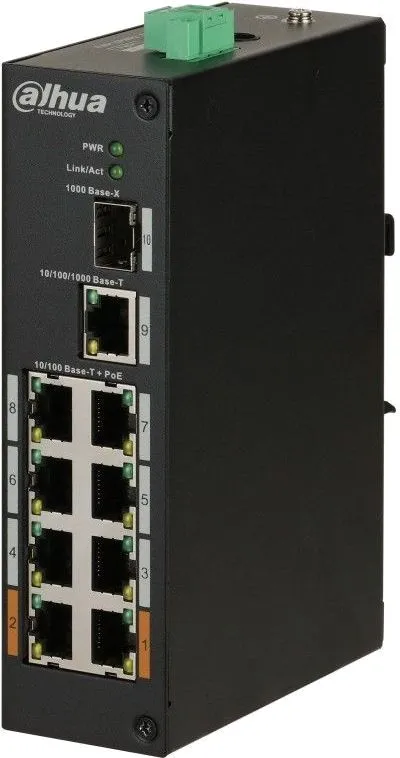 Коммутатор Dahua DH-PFS3110-8ET-96, неуправляемый, 8×FE PoE, 1×GE, 96Вт