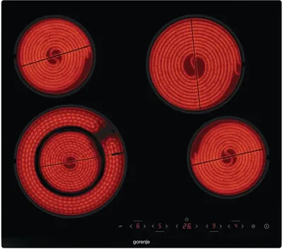 Варочная панель Gorenje ECT642BCSCE, 59 см, Hi-Light, 4 конфорки, чёрная