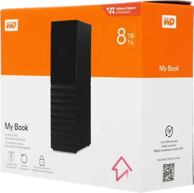 Внешний HDD Western Digital WDBBGB0080HBK-EESN, 8ТБ, 3.5", USB 3.0