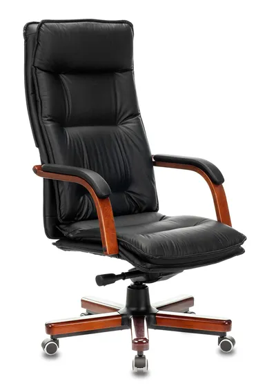 Кресло руководителя БЮРОКРАТ T-9927WALNUT/BLACK, кожа, газлифт 4 класса, до 200 кг