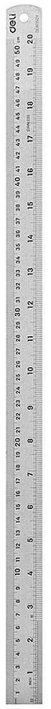 Линейка стальная DELI DL8050Y, 500 мм, нержавеющая сталь, цена деления 1 мм