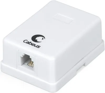 Розетка Cabeus WS-6P4C-TEL-1, RJ12, 1 порт, внешняя, белая