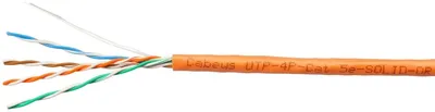 Кабель Cabeus UTP-4P-Cat.5e-SOLID-OR, U/UTP кат. 5e, 4 пары, 24 AWG, 305 м