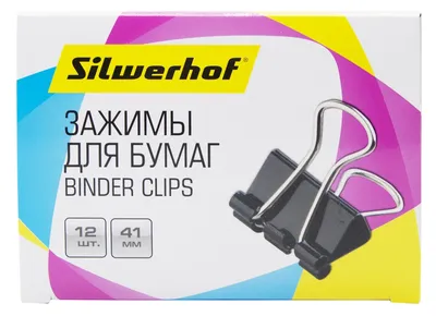Зажимы для документов Silwerhof 510017, сталь, 41 мм, черные, 12 шт