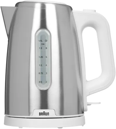 Чайник электрический Braun WK1500WH, 1,7 л, 2200 Вт, сталь/белый