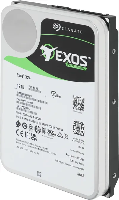 Жесткий диск Seagate Exos X24 ST12000NM002H, 12 ТБ, SATA III, 3.5", 7200 RPM