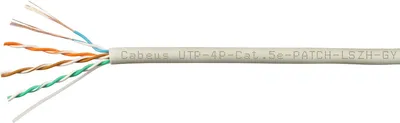 Кабель Cabeus UTP-4P-Cat.5e-PATCH-LSZH-GY, U/UTP кат.5e, 4 пары, 24 AWG, LSZH, 305 м