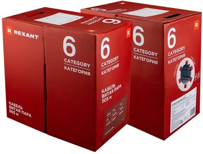 Кабель Rexant 01-0047, U/UTP, Cat.6, 4×2×0.57мм, PVC, 305м