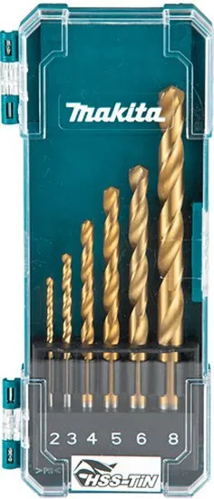 Набор свёрл Makita D-72833, по металлу, 6 шт., диаметры 2–8 мм, цилиндрический хвостовик