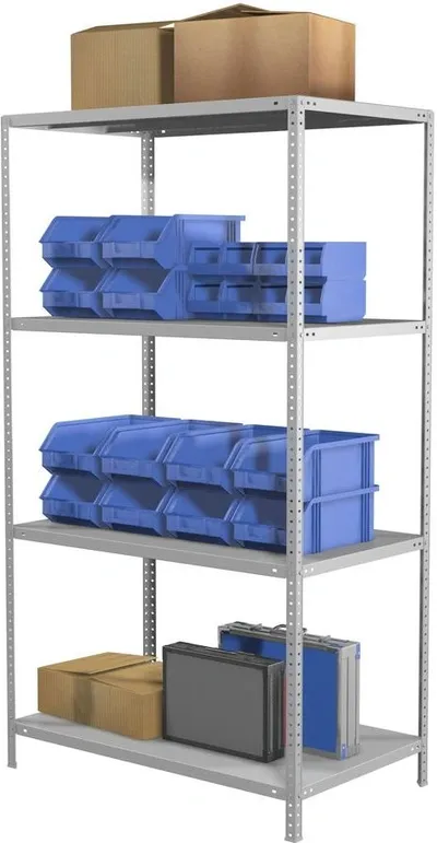 Стеллаж Практик MS Standart 120/60x20/4, 4 полки, 1200x600x200 мм, серый