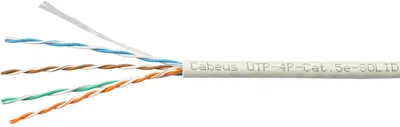 Кабель Cabeus UTP-4P-Cat.5e-SOLID-GY-LIGHT, UTP Cat.5e, 4 пары, PVC, 305м