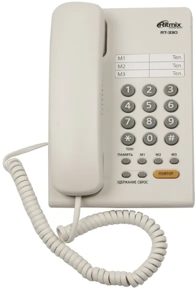 Телефон RITMIX 15118369, RT-330, проводной, белый