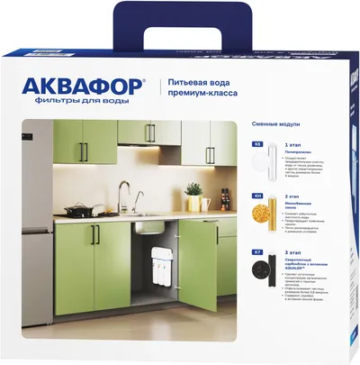 Водоочиститель АКВАФОР Кристалл А, умягчающий, 3 ступени, белый