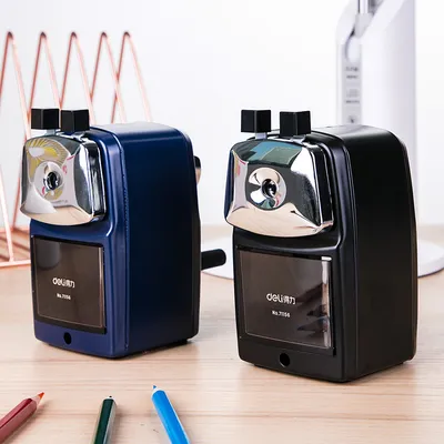 Точилка механическая DELI 71156BLACK, 1 отверстие, металл, чёрная