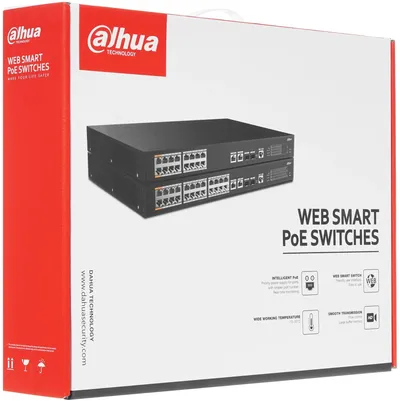Коммутатор DAHUA DH-PFS4226-24ET-240, 24×100 Мбит/с PoE, 2×Combo 1 Гбит/с, 240 Вт, L2, 1U