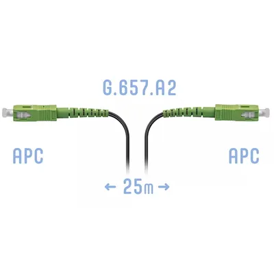 Патчкорд оптический SNR SNR-PC-FTTH-SC/APC-E-25m, FTTH SC/APC, SM, 25м