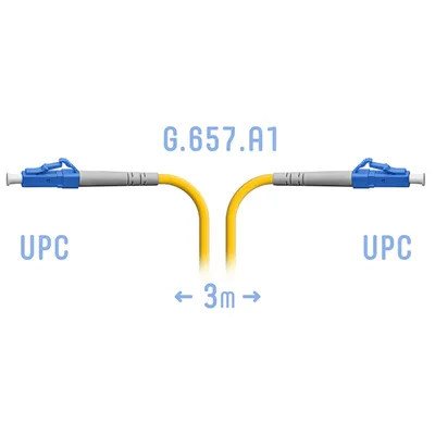 Патч-корд оптический SNR SNR-PC-LC/UPC-A-3m, LC/UPC–LC/UPC, SM G.657.A1, 3 м