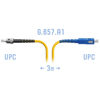 Патч-корд оптический SNR SNR-PC-ST/UPC-SC/UPC-A-3m, ST/UPC–SC/UPC, SM G.657.A1, 3 м