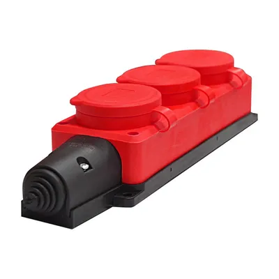Колодка удлинителя Universal 3073, 3-м, 16А, IP44, красная