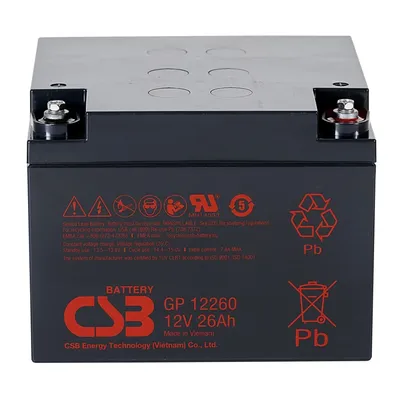 Аккумулятор CSB GP12260 I, 12 В, 26 А·ч, необслуживаемый, клеммы M5