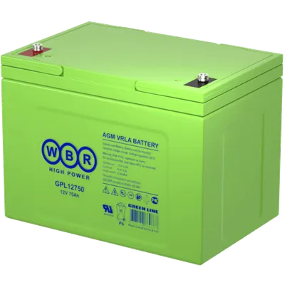 Аккумулятор WBR GPL12750, 12 В / 75 Ач, AGM VRLA, клеммы M6