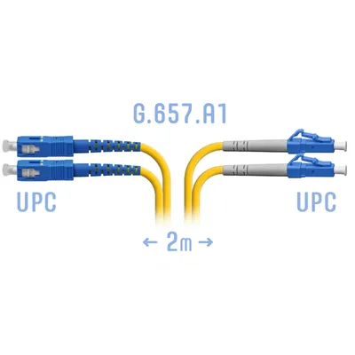 Патч-корд оптический B-OptiX BO-PC-LC/UPC-SC/UPC-DPX-A-2m, LC/UPC–SC/UPC, SM G.657.A1, Duplex, 2 м