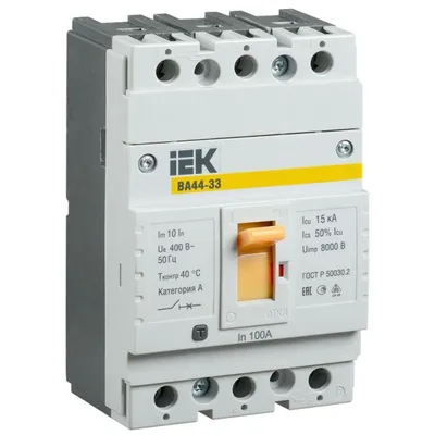 Автоматический выключатель IEK SVA4410-3-0100 ВА44 33, 3P, 100 А, 15 кА