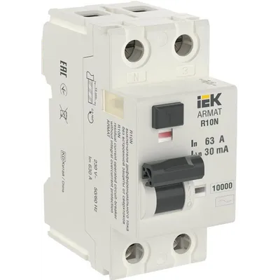 Выключатель дифференциального тока IEK ARMAT R10N AR-R10N-2-063C030, 2P, 63 А, 30 мА, тип AC