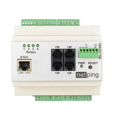 Устройство мониторинга NetPing v5, Ethernet 10/100, 16 Input / 4 Output, RS-232/485, DIN-рейка