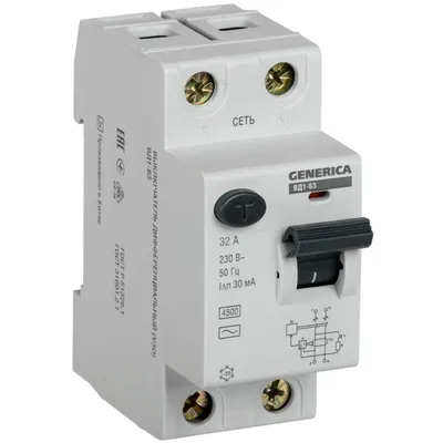 УЗО IEK MDV15-2-032-030 ВД1-63 Generica, 2П, 32 А, 30 мА, AC, 230 В