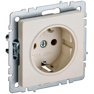 Розетка IEK BRITE BR-R11-16-K10, 1-местная, с заземлением, 16 А, бежевая