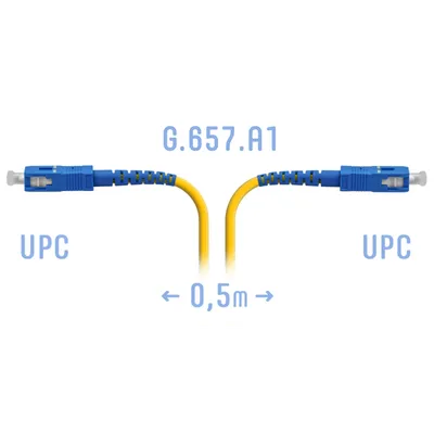 Патч-корд оптический SNR SNR-PC-SC/UPC-A-0.5m, SC/UPC–SC/UPC, SM G.657.A1, 0,5 м