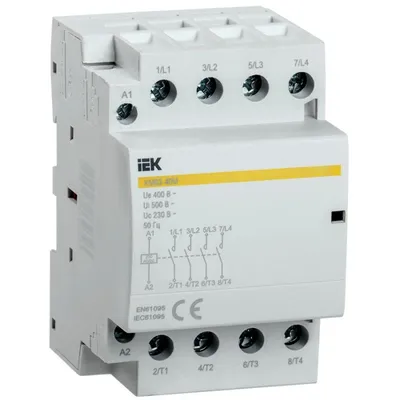 Контактор модульный IEK КМ63-40М MKK21-63-40, 63 А, 4НО, катушка 230 В AC/DC, 3 модуля DIN