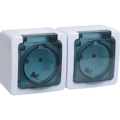 Розетка IEK Гермес PLUS ERMP22-K03-16-54-EC, 2-местная, 16 А, IP54, с заземлением