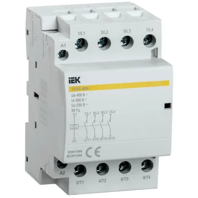 Контактор модульный IEK КМ25-40М MKK21-25-40, 25 А, 4НО, 230 В AC/DC, 3 модуля DIN