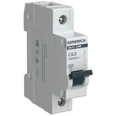 Автоматический выключатель IEK MVA21-1-063-C-G, 1P, 63 А, 4,5 кА, C